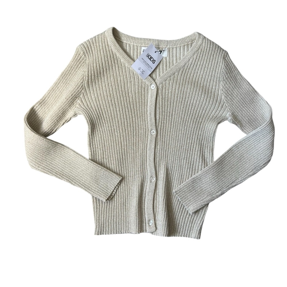 Cotton On Girl’s Molly Button Down Cardigan- Shimmer Gold | 7